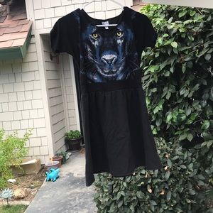 Girls Disney D-Signed Black Leopard Dress